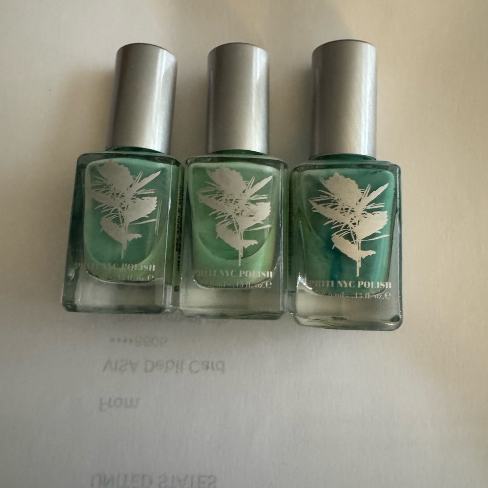 Priti NYC organic nail polish apple mint nib set of 3 fun